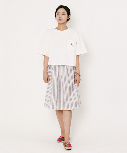 Lisa Vertical Stripe Skirt Brown