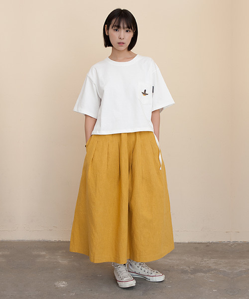 Mia Linen Long Skirt Mustard