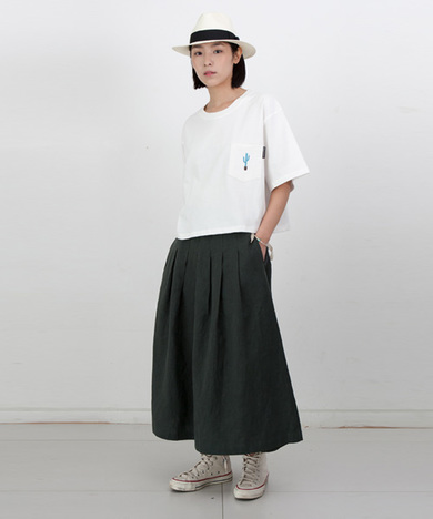 Mia Linen Long Skirt Hunter Green