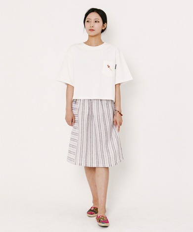 Lisa Vertical Stripe Skirt Brown